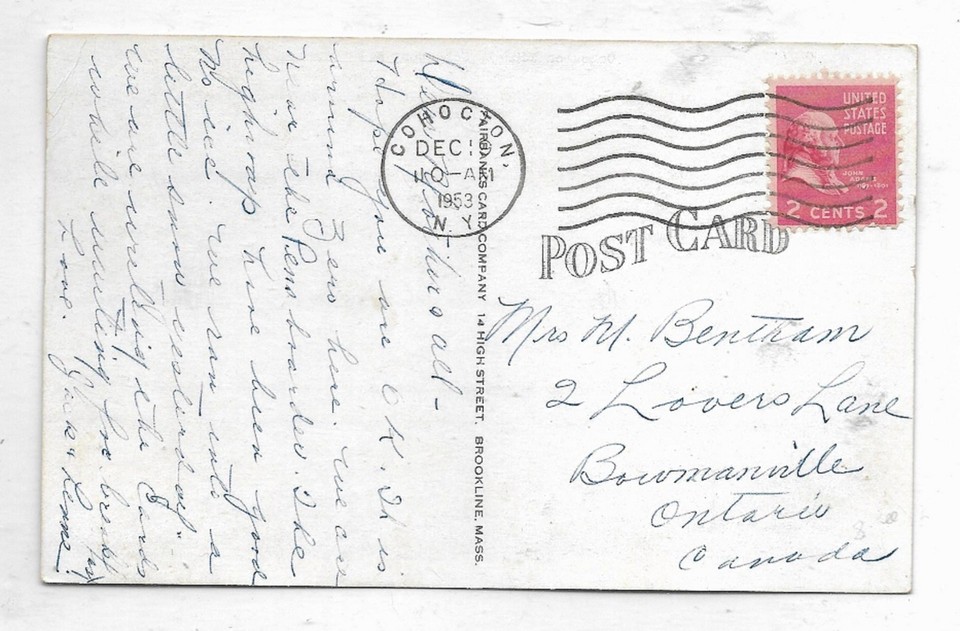 Cohocton New York Postcard Cohocton School White Border Street View