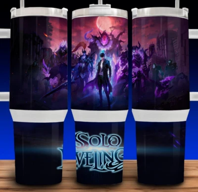 40oz Solo Leveling Anime Sung Jinwoo Action Cup Mug Tumbler with lid and straw