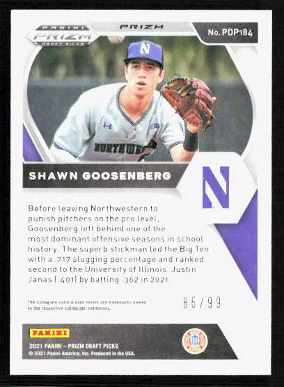 2021 Panini Prizm Draft Picks Shawn Goosenberg Tiger Stripes /99