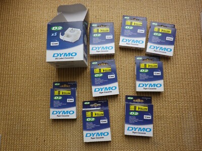 Dymo D2  61214 Schrifbandkassette Gelb 12mm 10m Dymo 6000 9000 PC10 Sanford NOS