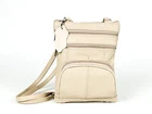 Genuine Leather Multi-Pocket Crossbody Purse Bag (Cream) Leather Women's Purse