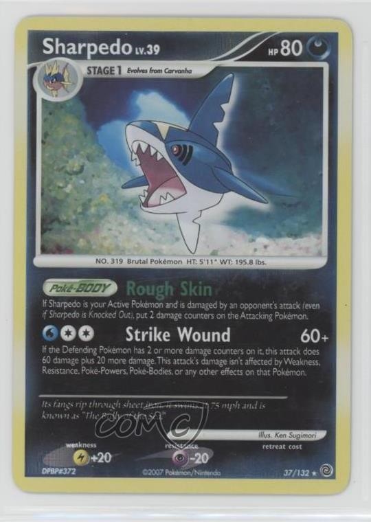 Sharpedo Reverse Foil Pokémon Diamond & Pearl Secret Wonders #37 2007