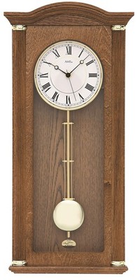 AMS -Funk-Pendeluhr mit Schlag 64cm Eiche rustikal- 5014/4 Wanduhr mit batterieb