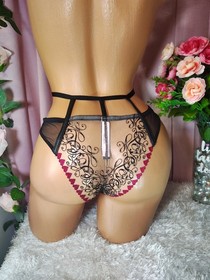$39 Victorias Secret High Waist Love Letters Caged Panty Embroidered Hearts SML