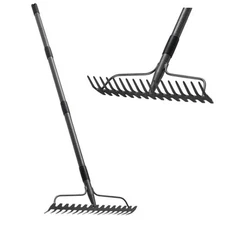 Garden Rake Metal, 17 Prongs 17" Wide Bow Rakes for Lawns Heavy Duty, 50"