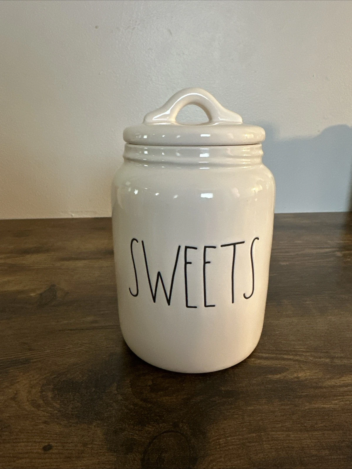 Rae Dunn Artisan Collection White Ceramic "Sweets" Jar With Lid