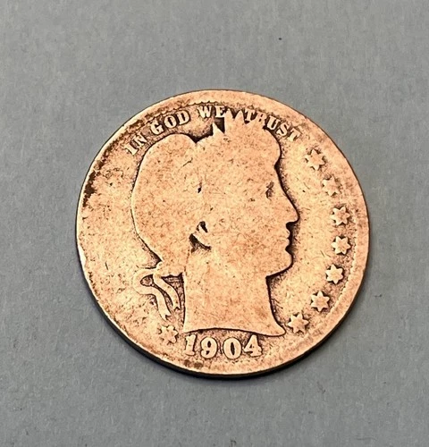 1904-O Barber Head Quarter - About Good Details