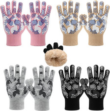 4 Pairs Kids Gloves Winter Camouflage Grips Gloves Thermal Fleece Lined Thick Kn
