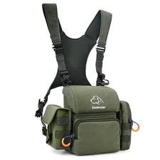 Binocular Harness Chest Pack with Rangefinder Pouch  Rain Cover for Hunting