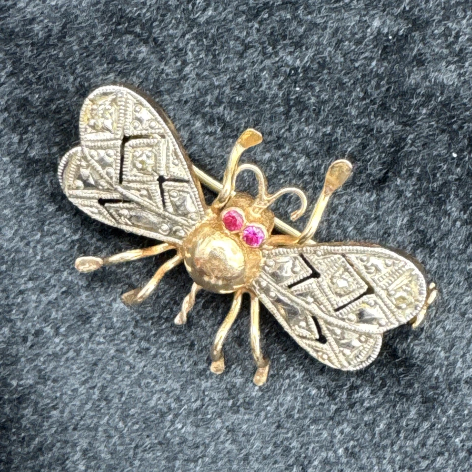 Broche mosca diamante oro 14k Foto 2 de 4