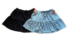 NEW girl 14-16 PLUS 2x knit skirt BLACK  BLUE FLORAL
