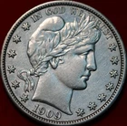 1909 Philadelphia Mint Silver Barber Half Dollar