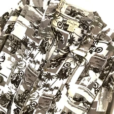 Panama Jack Motorcycle Club Mens Shirt 3XL Maui Hawaii Black White Rayon Btn Up