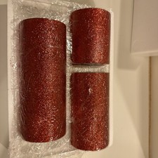 Vela Impresiones Rojo Brillo Sin Llama Batería Vela con Temporizador - Juego de 3