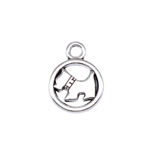 Free Ship 100 Pcs Antique Silver Dog Charms Pendant 21x16MM B16652 - Foto 2 di 3