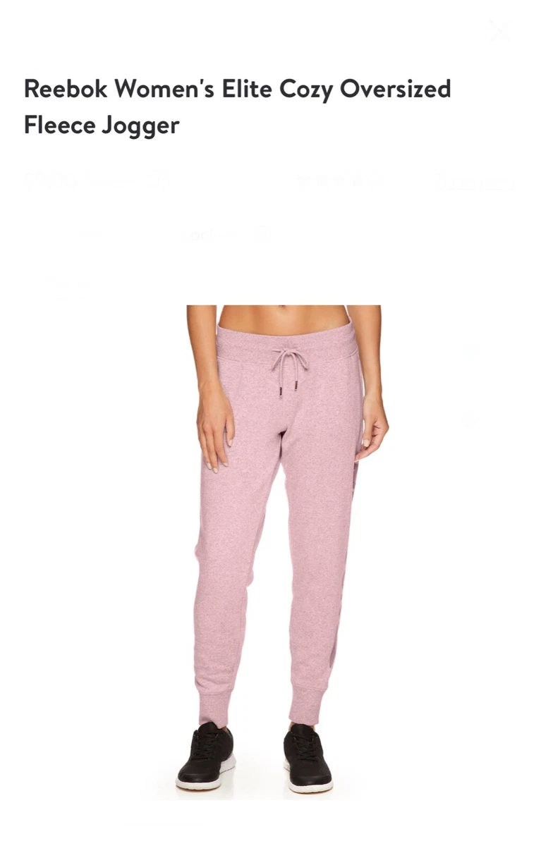 NEW Reebok Women's Elite Cozy Oversized Fleece Jogger ( Pink, Gray & Black  )