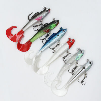 bass jig lure 6PCS Bass Jig Head Soft Swimbait Saltwater Freshwater Fishing Lures Plastic  Bait