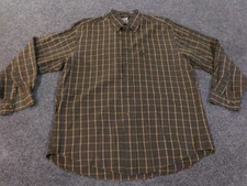 Faconnable men Shirt large green plaid button up classic retro albert golberg