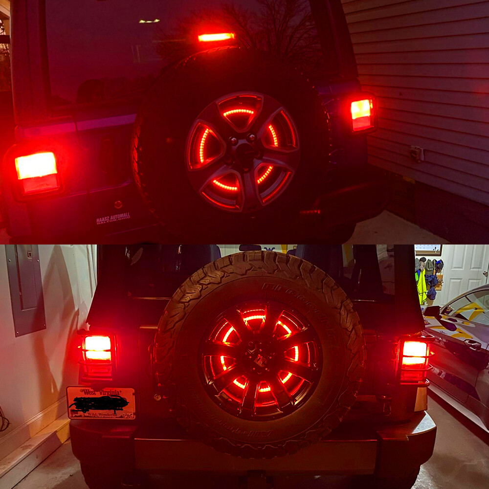 Red LED Spare Tire Brake Light 3rd Rear Wheel Lights Fit For Jeep