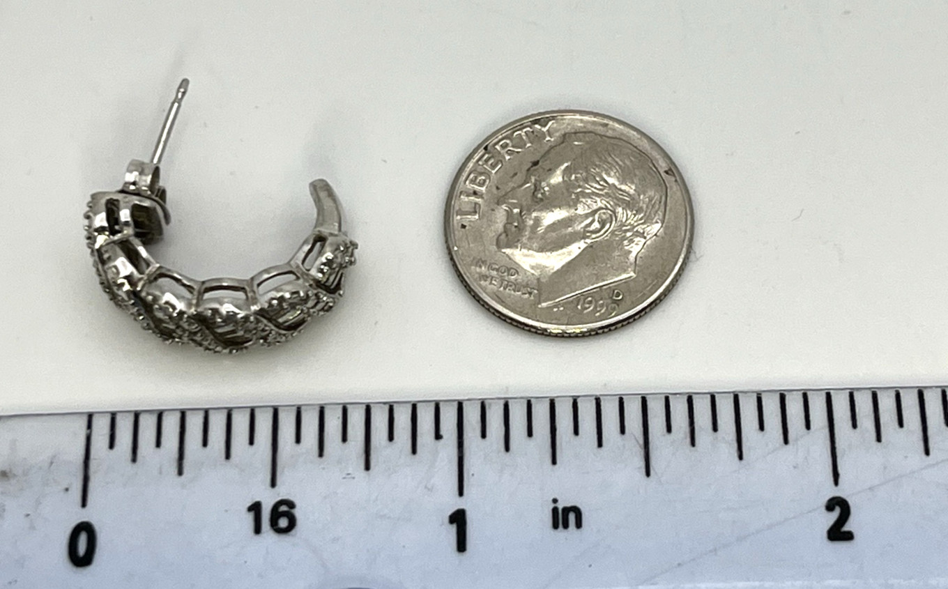 DIAMOND CHIP Solid Sterling Silver 925 Pierced Po… - image 9