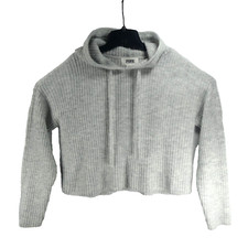 Pink Victoria's Secret Women's Gray Small S Ribbed Cropped Sweatshirt Hoodie