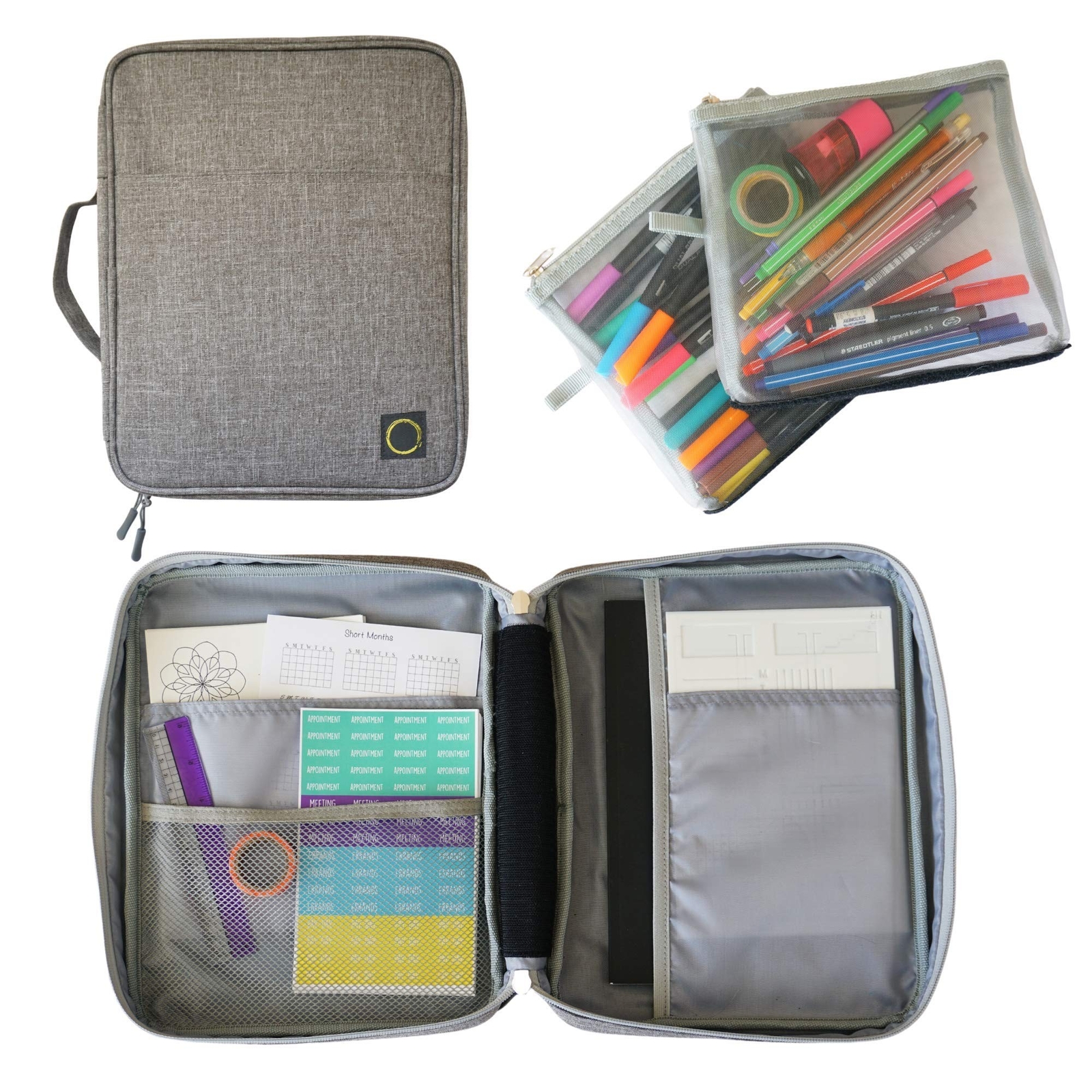 Gray Large Journal Supplies Storage Case - Custom Travel Organizer Holder-image