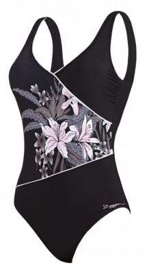 Zoggs Soft Nature Wrap Front Scoop Back Swimsuit Size 10 Support