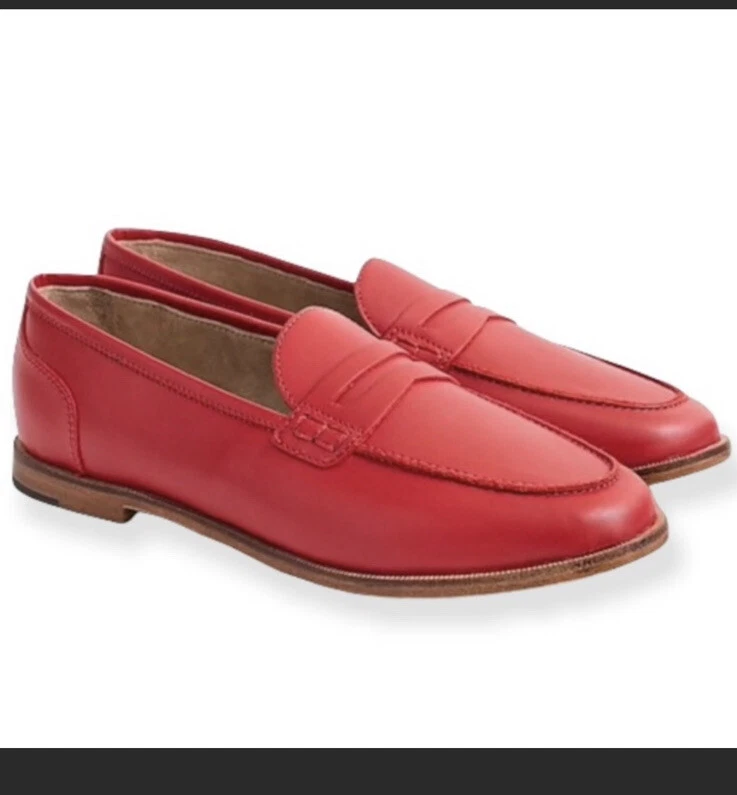 J. Crew Penny Loafers in Red Leather Size 6 |