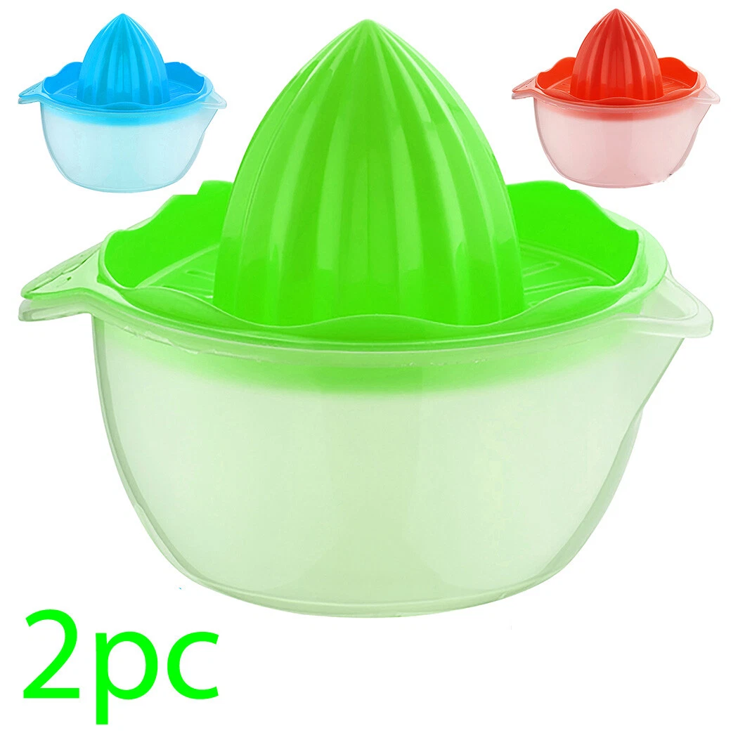 2 X LEMON MANUAL PLASTIC SQUEEZER ORANGE CITRUS JUICE KITCHEN HAND BOWL NEW