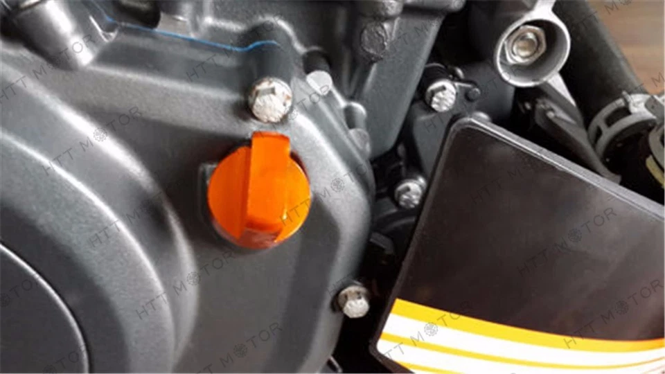 Tornillo de tapón de drenaje de aceite de aluminio CNC apto para KTM DUKE 125 200 390 EE. UU. Naranja Foto 2 de 4