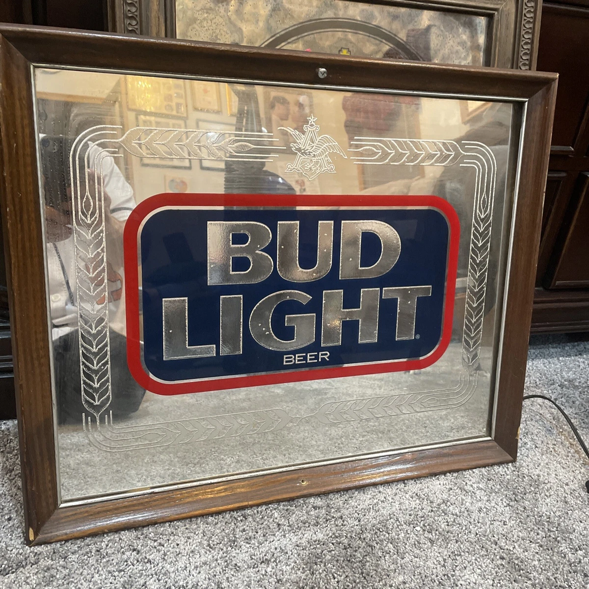 Vintage Bud Light Beer Advertising Mirror Sign 801 207 22