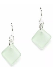 Sterling Silver Seaglass Earrings- Pale Seafoam Green. Handmade.