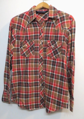 Network Shirt Mens Medium Multicolor Flannel Western Snap Up Long Sleeve Shirt