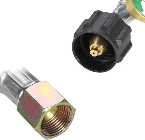 Tubo Regolatore Propano 5 Piedi con Manometro Serbatoio Propano Acciaio Inox Intrecciato - Foto 4 di 15