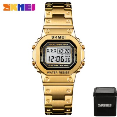 Damen Frauen Multifunktion Digital Uhr Digital Legierung Gold Armbanduhr OVP