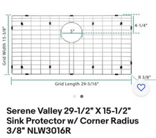 Serene Valley 29-1/2" X 15-1/2" Sink Protector w/ Corner Radius 3/8" NLW3016R