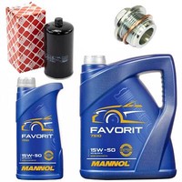 MotoröL Filter Set Mannol 15W50 Favorit 6 Liter + Schraube FüR Vw Transporter Iv