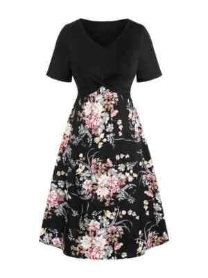 NEW Black floral dress 3XL gray pink flowers | eBay NEW Black floral dress 3XL gray pink flowers | eBay