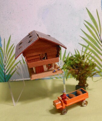 Germany Erzgebirge Putz COTTAGE and Truck- Wood, German, Faller
