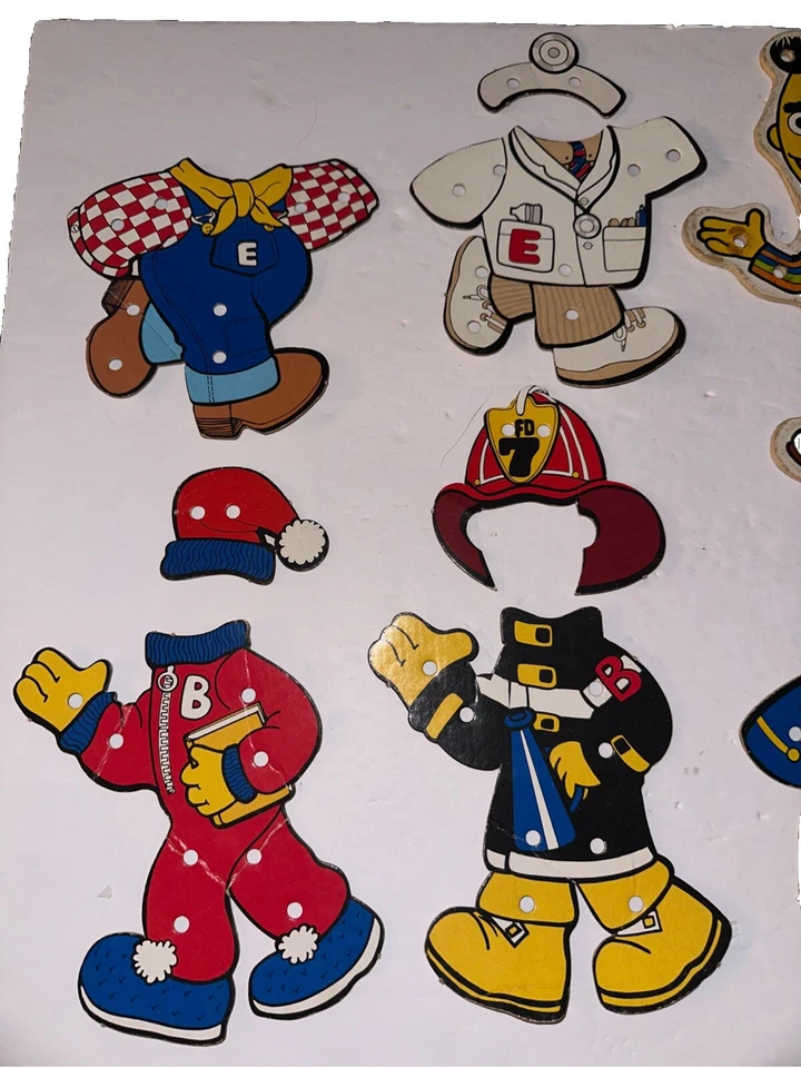 Sesame Street Wooden Bert & Ernie Dress Sewing  Lacing  8 Outfits ,wooden Crate - Image 2 of 4