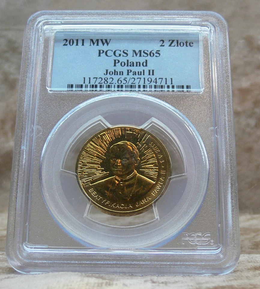2011 MW 2 Zlote Poland PCGS MS65 John Paul II  Beatification - Image 2 of 4