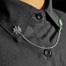 935 Argentium Silver Amazing Spider Design Tassel Chain Classical Collar Clip