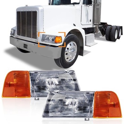 Hpdmauto Headlight with Corner Lamp fit for Peterbilt 385/377 Trucks Halogen ...
