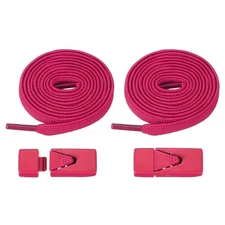 No Tie Shoelaces with 2 Metal Triangle Buckle Clips, 1Pair & Rose Red