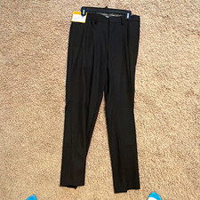 Haggar Premium Stretch Tailored Fit Men  s Dress Pants Flat Front Solid Black 30