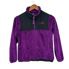 THE NORTH FACE Fleece Jacket Girls Medium 10/12 Purple Faux Fur Zip Up W161
