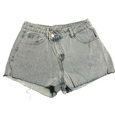 Forever 21  Shein Women's Size 26 Blue Denim Cutoff Shorts Frayed Hem Crooked