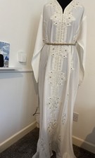 White Moroccan Jalabiya Kaftan for Special Occasions Women's