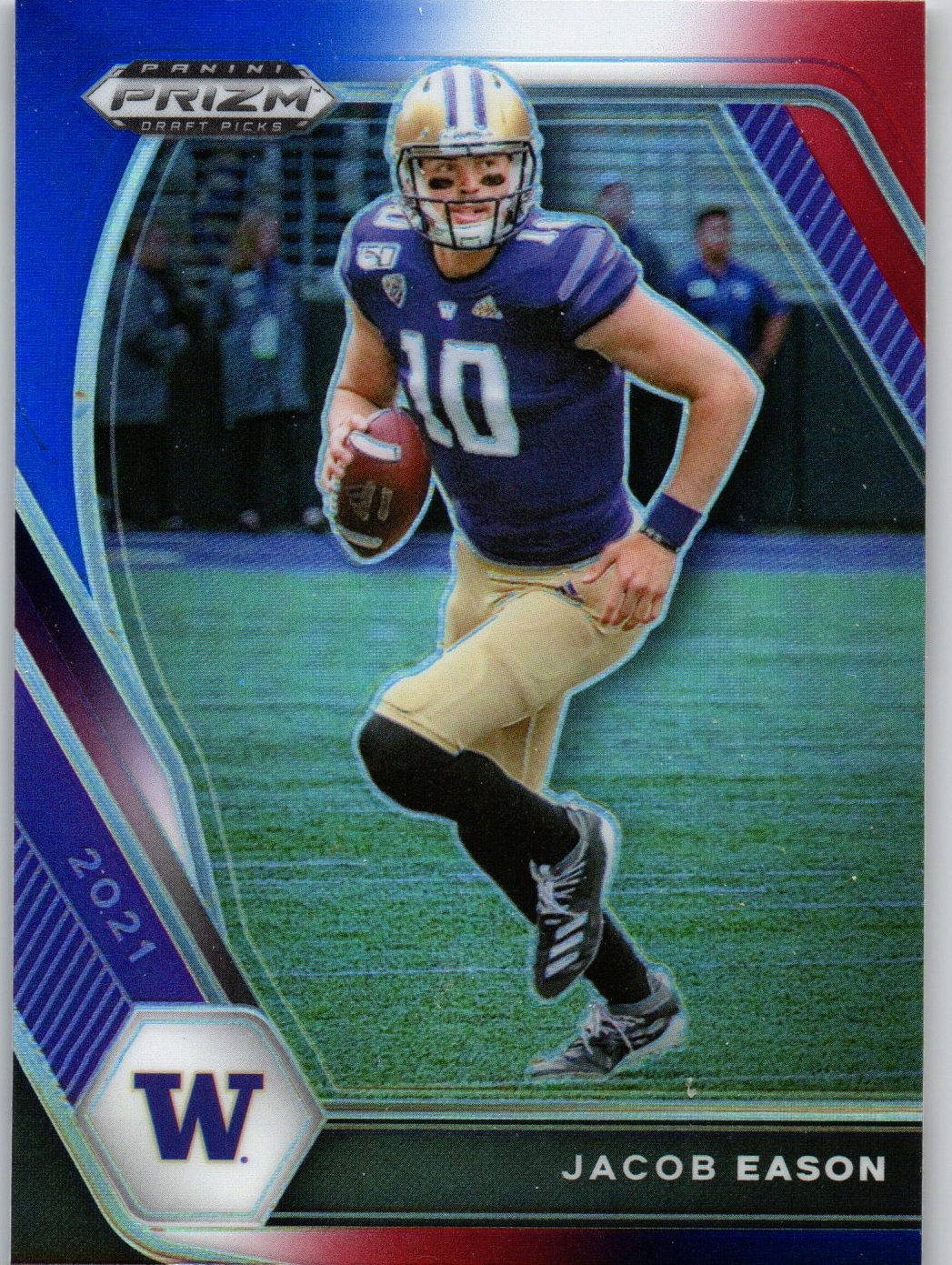 2021 Panini Prizm Draft Picks Collegiate #34 Jacob Eason Red White and Blue