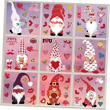 Valentine's Day Gnomes Heart Window Clings Decorations Removable Vinyl Window